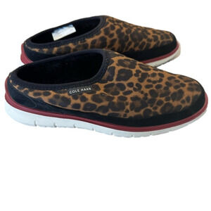 Cole Haan Zerogrand Leopard Print Indoor/Outdoor Slipper Mules Shoes Size 7.5B